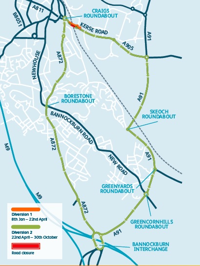 Kerse Road diversion map