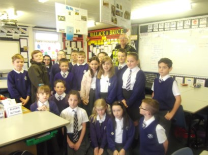 Constable Alan McLaughlin of BTP with pupils of St Agatha’s Primary School